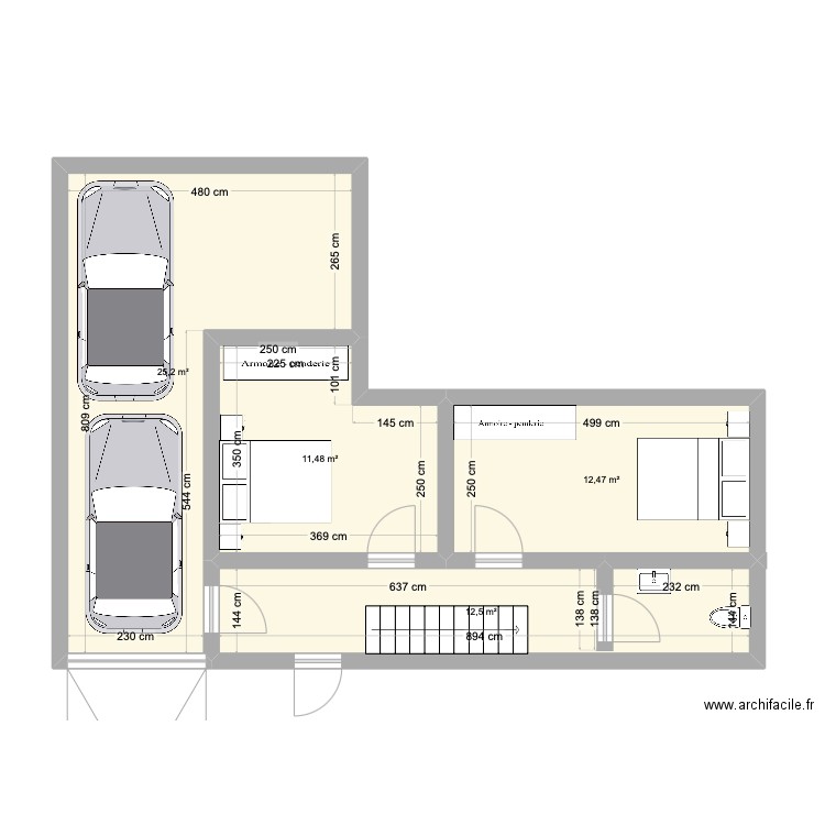 projet nouvelle maison . Plan de 4 pièces et 62 m2