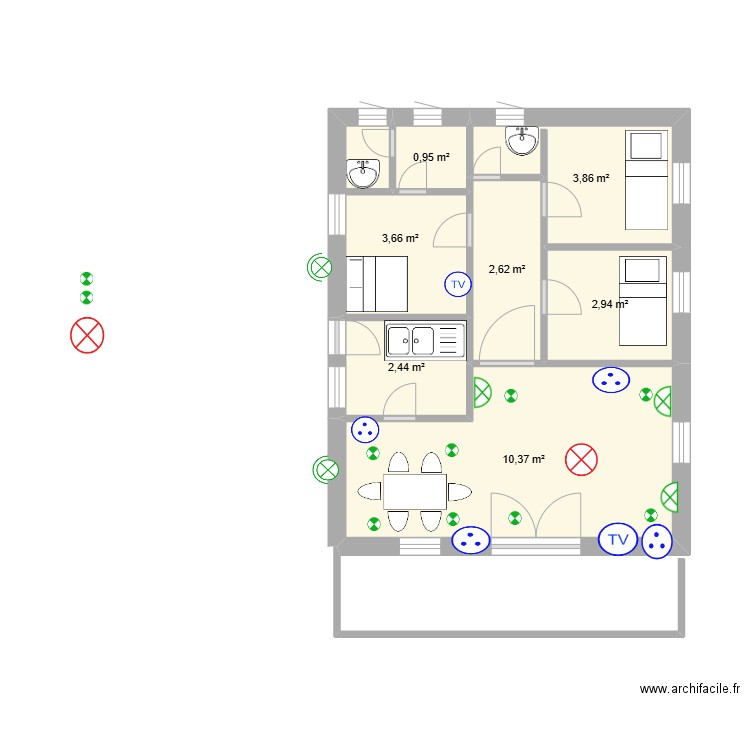 KINTELE. Plan de 7 pièces et 27 m2