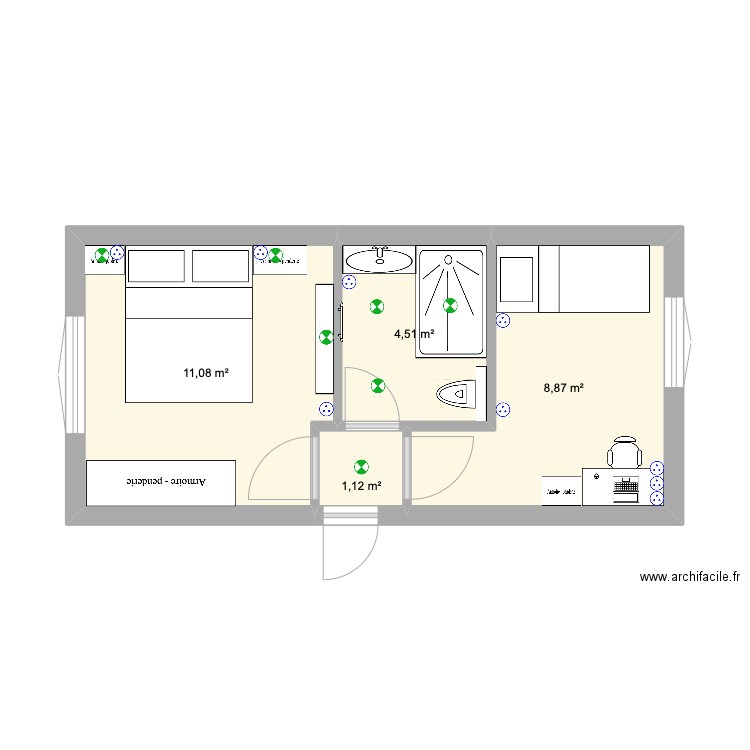 Suite nouvelle proposition v4. Plan de 4 pièces et 26 m2