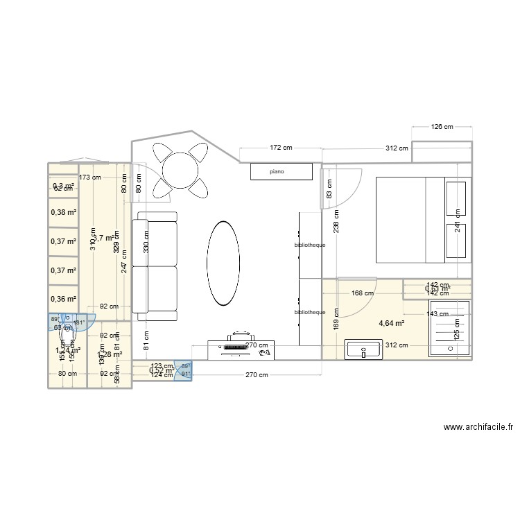 courbevoie jc. Plan de 11 pièces et 14 m2