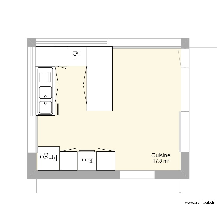 Douelix. Plan de 1 pièce et 18 m2