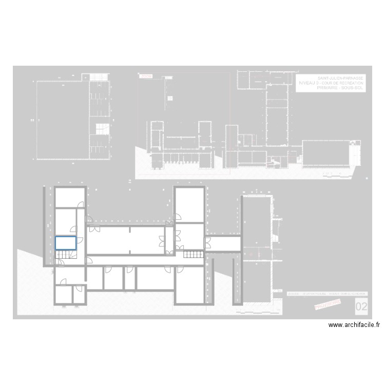 ISJP/Niveau -1/Primaire . Plan de 17 pièces et 71 m2