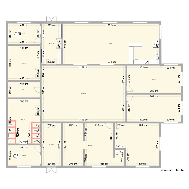 atl. Plan de 16 pièces et 438 m2