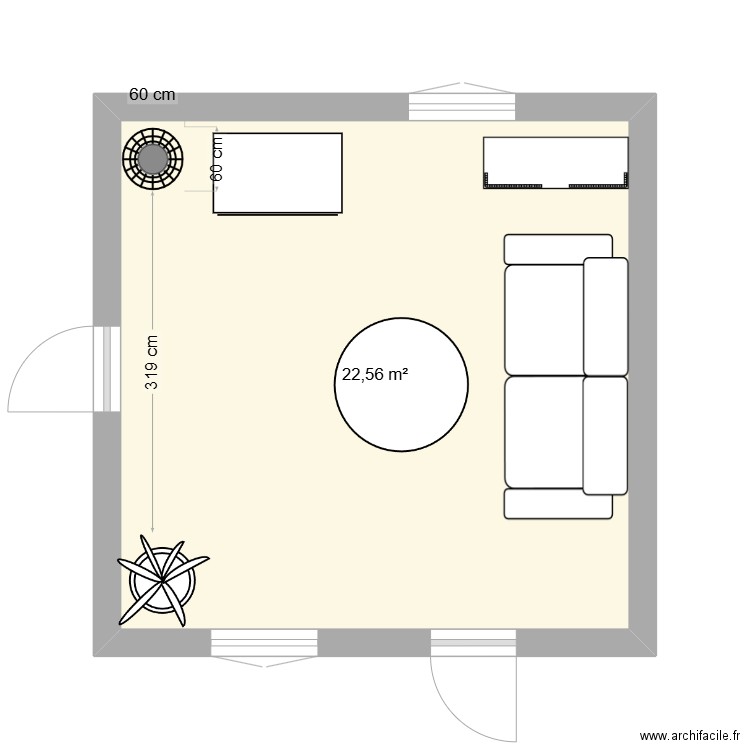 Cabane. Plan de 1 pièce et 23 m2