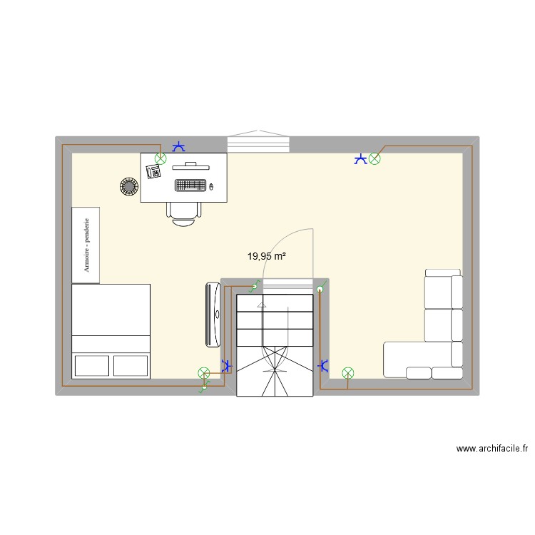 12333. Plan de 1 pièce et 20 m2