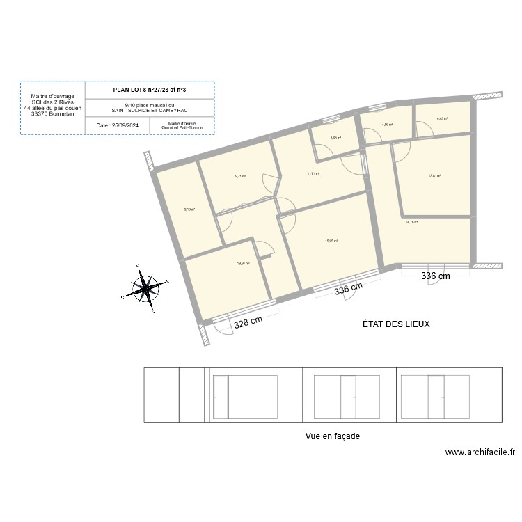 St Sulpice - Avant travaux. Plan de 10 pièces et 107 m2