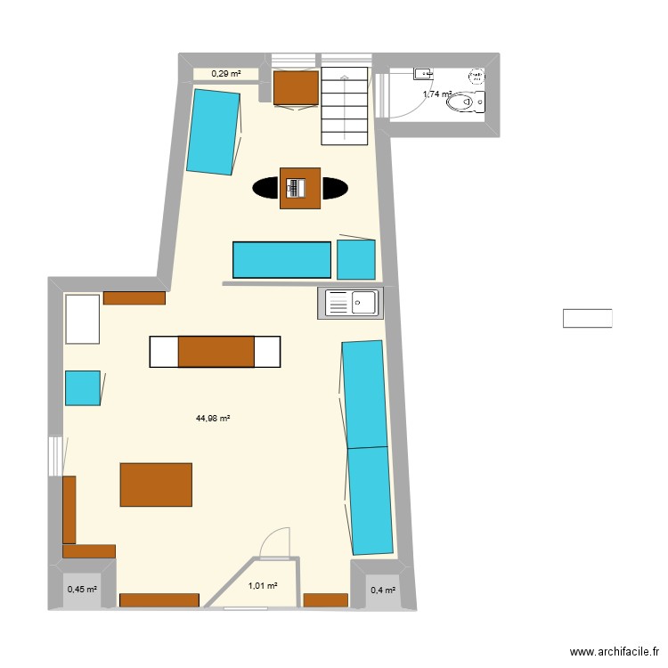 Plan Aménagement Fromagerie V2. Plan de 6 pièces et 49 m2