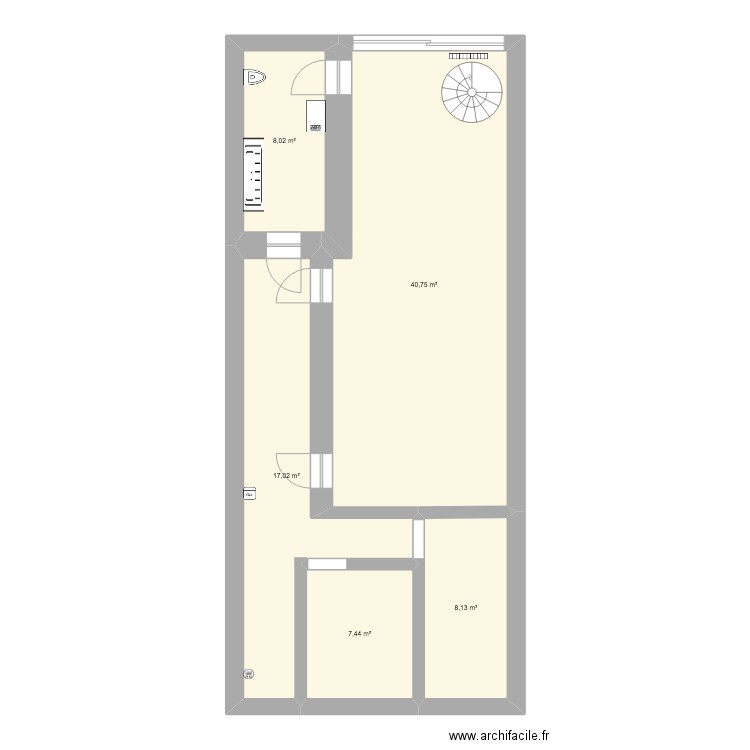 Cave Goffin. Plan de 5 pièces et 81 m2