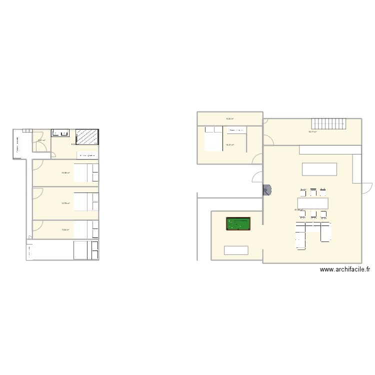 les justices. Plan de 9 pièces et 157 m2