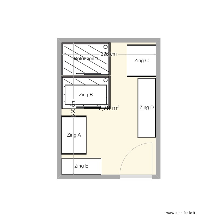 Local Chimie actuel. Plan de 1 pièce et 8 m2