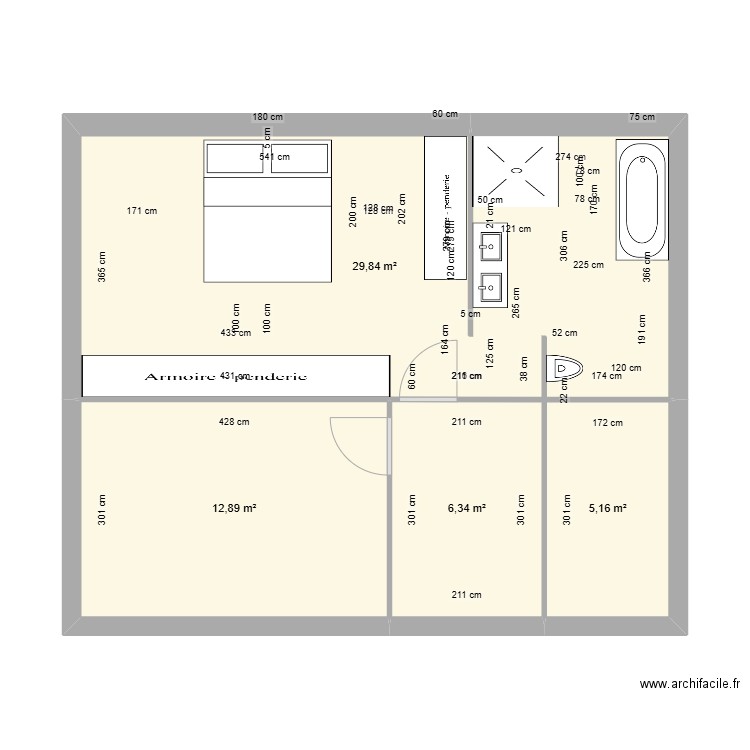 La hulpe 3. Plan de 4 pièces et 54 m2