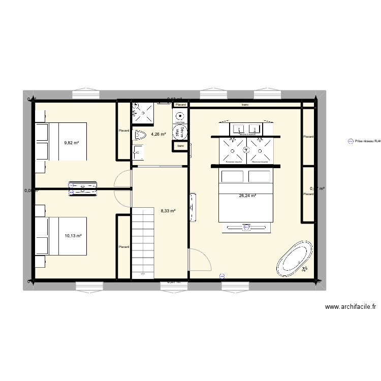 festigny 1 étage MULTIMEDIA. Plan de 20 pièces et 64 m2