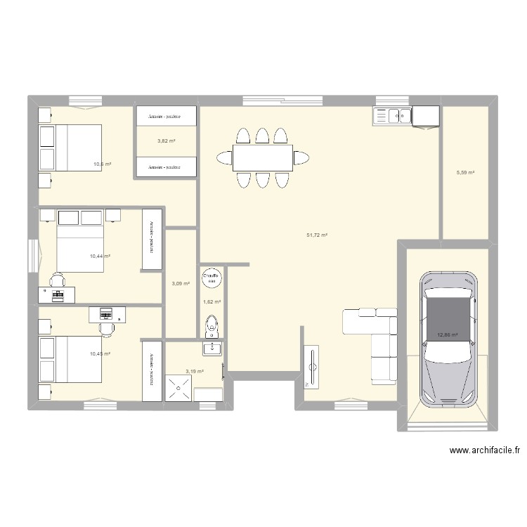 Maison 1. Plan de 10 pièces et 113 m2