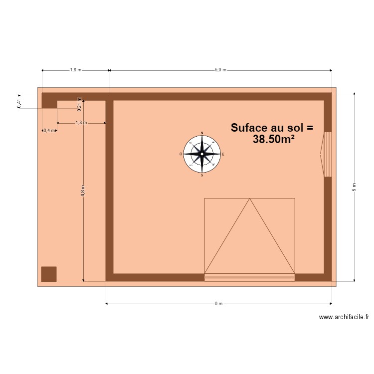 Misy . Plan de 1 pièce et 26 m2