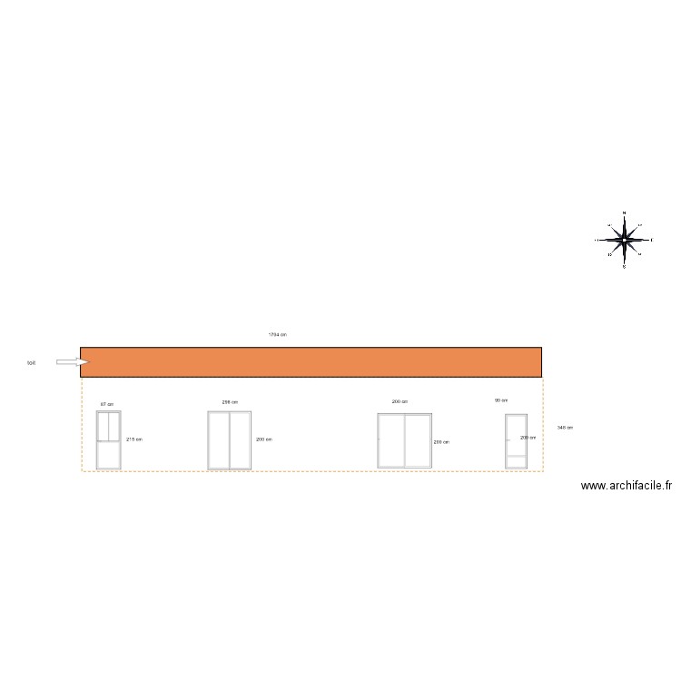 plan de coupe façade avec ouverture toit . Plan de 0 pièce et 0 m2