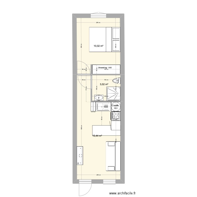 V3 COUZON. Plan de 3 pièces et 28 m2