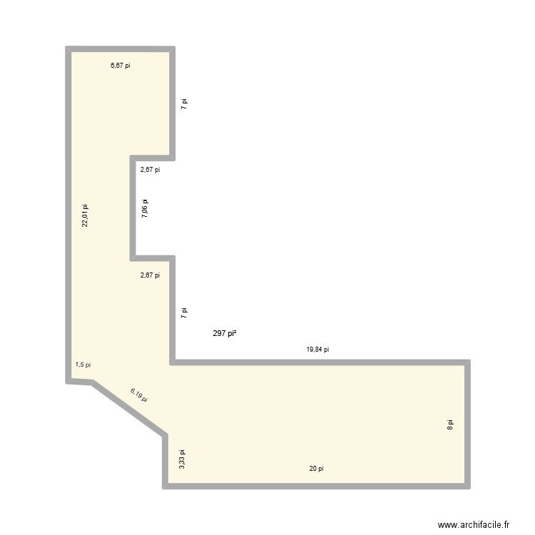 Olymel. Plan de 1 pièce et 28 m2