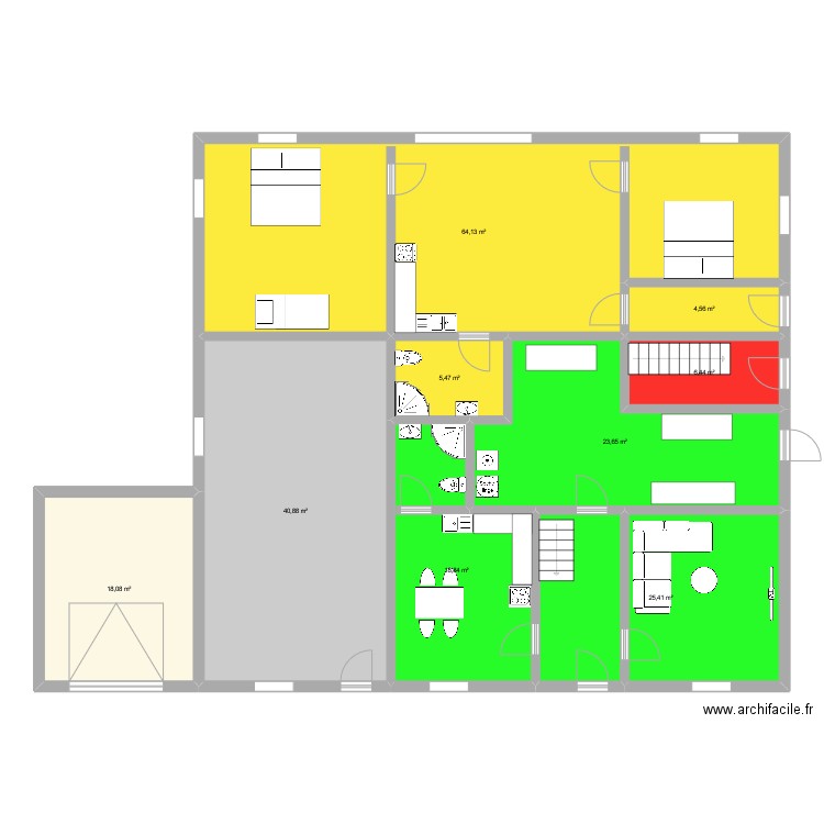 rdc. Plan de 9 pièces et 207 m2