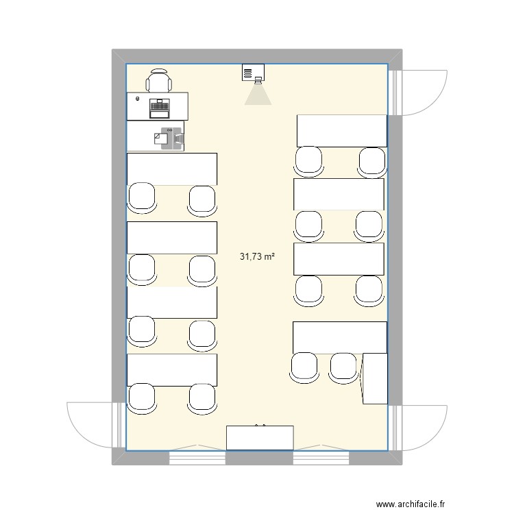 classe agora. Plan de 1 pièce et 32 m2