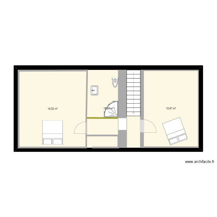 N1V.1. Plan de 3 pièces et 90 m2