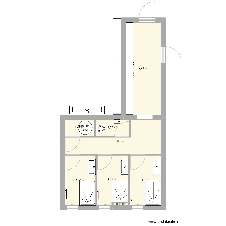 SB BRETAGNE PLAN BRUT. Plan de 8 pièces et 34 m2