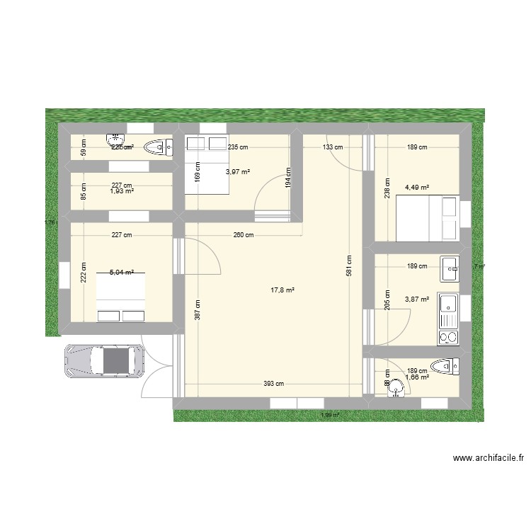 Projet Tonton Alexi. Plan de 8 pièces et 40 m2