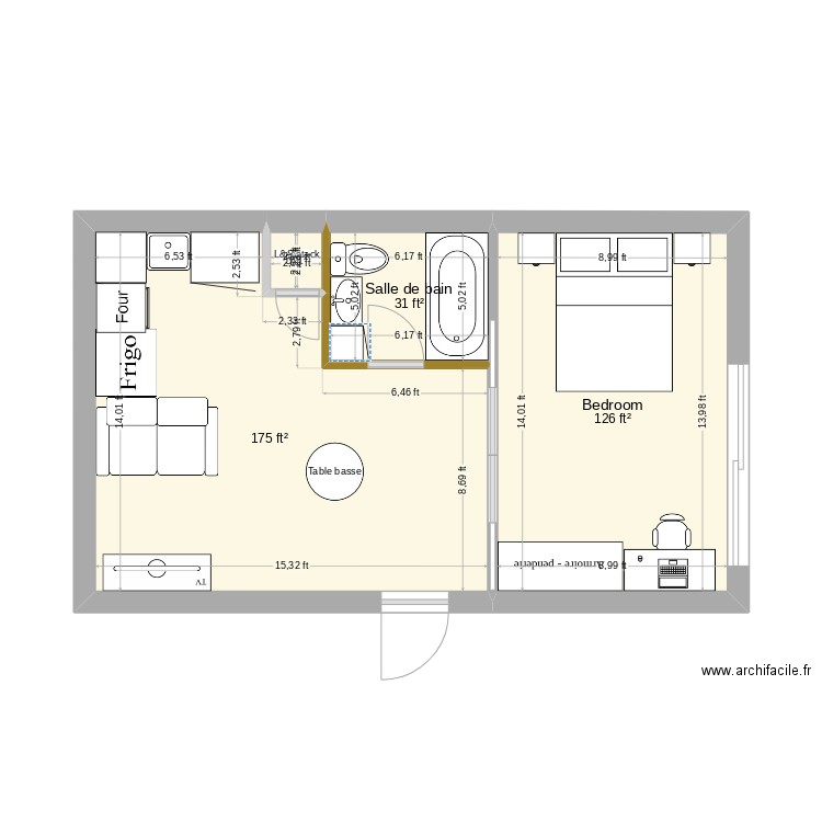 maple garage emman. Plan de 4 pièces et 31 m2