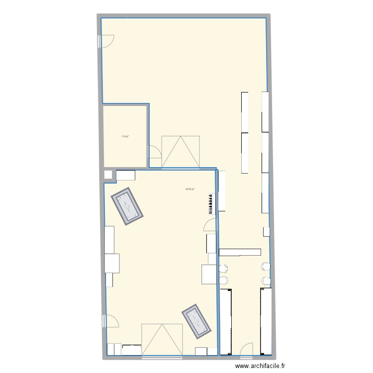 nouveau garage. Plan de 2 pièces et 220 m2