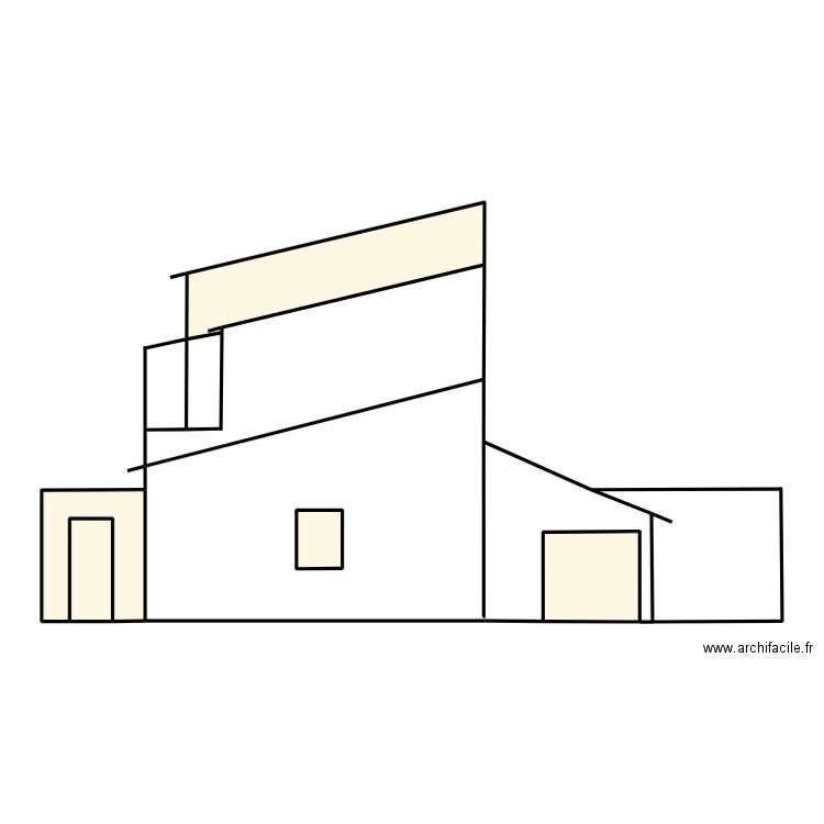 façade EST. Plan de 5 pièces et 24 m2