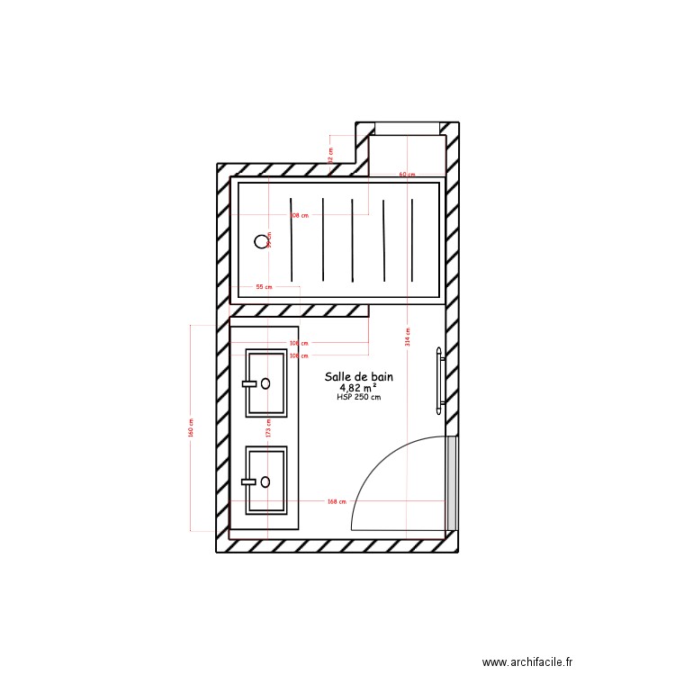 SDB. Gravejat. Plan de 1 pièce et 5 m2