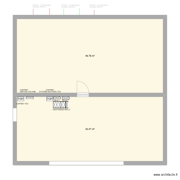 Philllippe Bernard Chatelet. Plan de 2 pièces et 91 m2