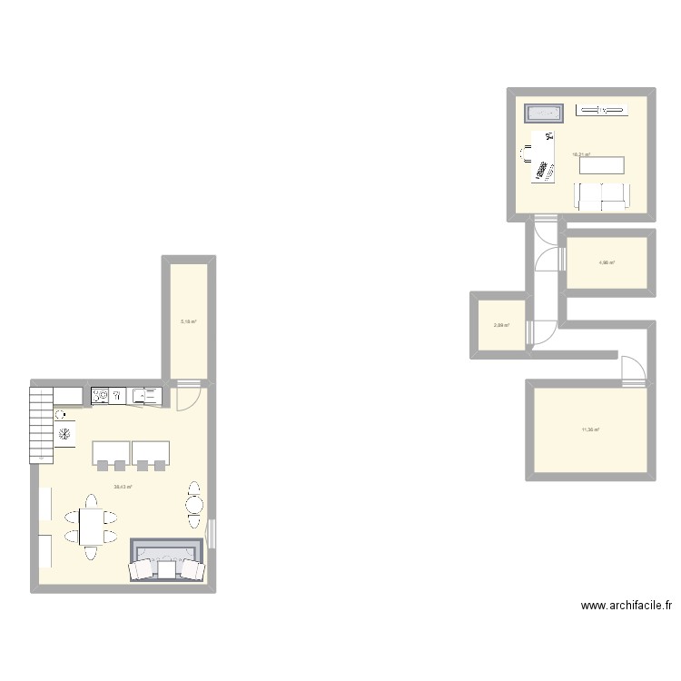 Test. Plan de 6 pièces et 81 m2