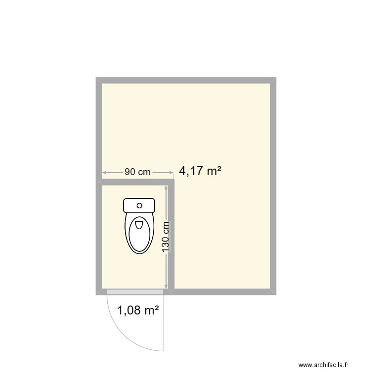 bbba. Plan de 2 pièces et 5 m2