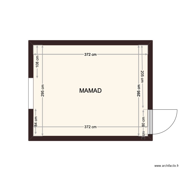 Mamad. Plan de 1 pièce et 11 m2