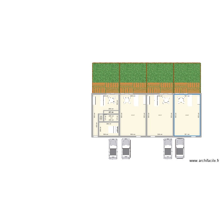 4 appartements. Plan de 7 pièces et 158 m2