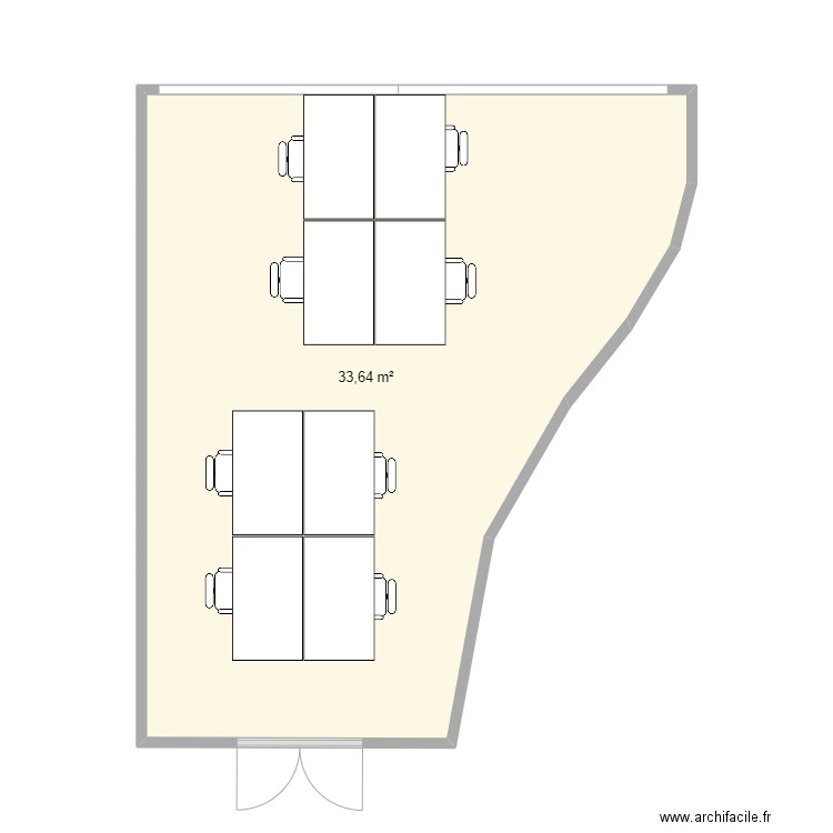 compta. Plan de 1 pièce et 34 m2