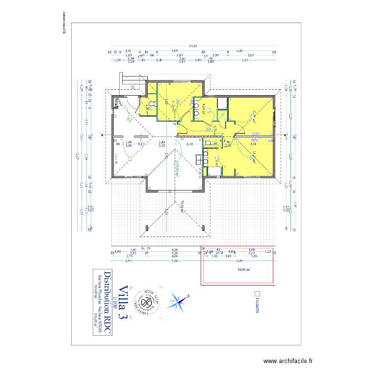 plan de distrisbution villa 3. Plan de 0 pièce et 0 m2