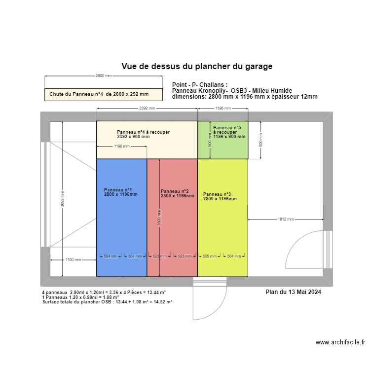 Vue de dessus du plancher du garage. Plan de 1 pièce et 24 m2