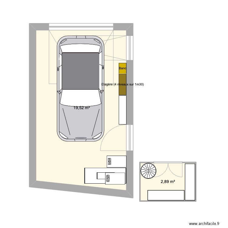 test. Plan de 2 pièces et 22 m2