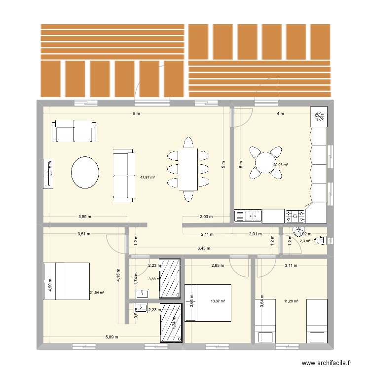 camer3. Plan de 7 pièces et 117 m2