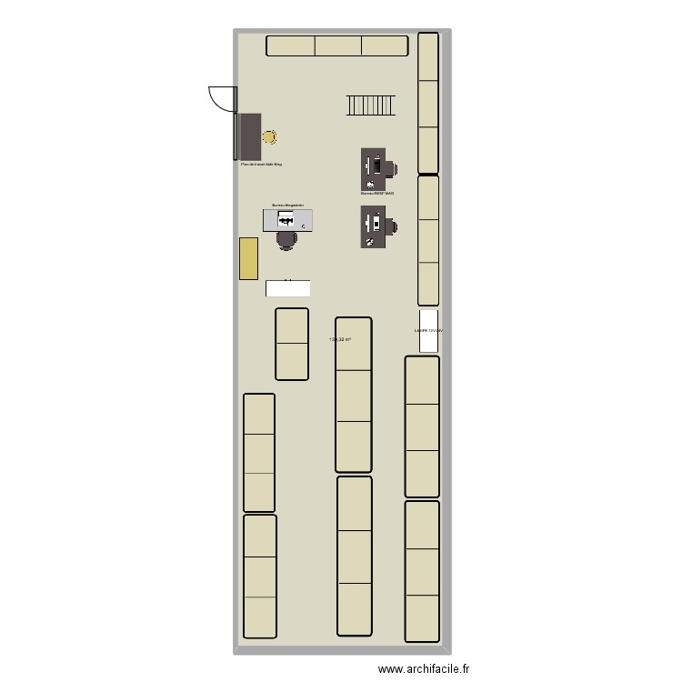 plan magasin. Plan de 1 pièce et 130 m2