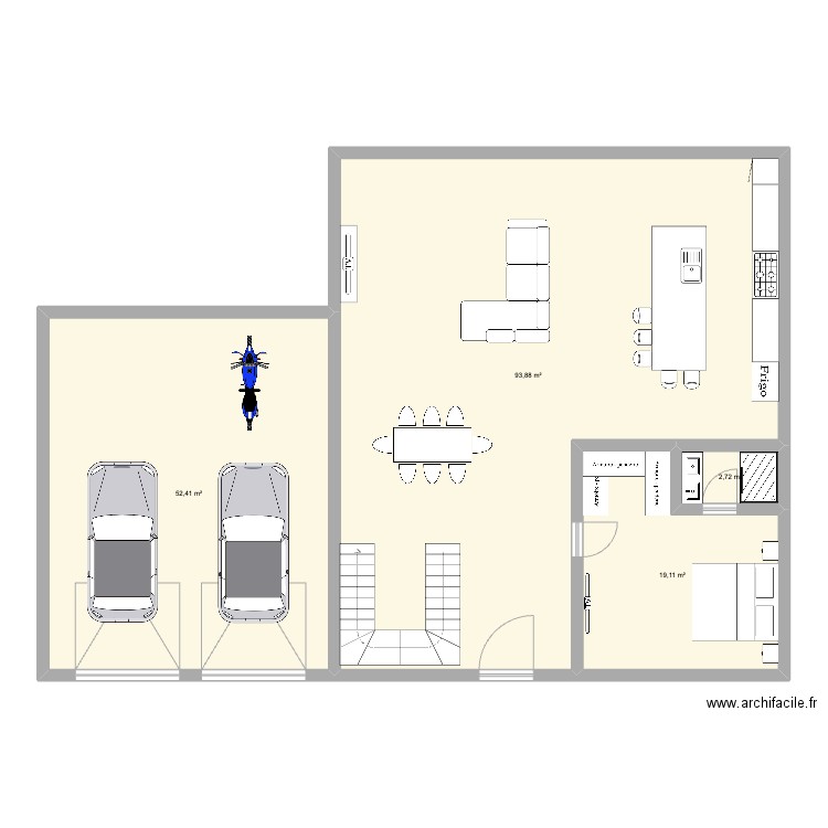 chiroubles. Plan de 4 pièces et 168 m2