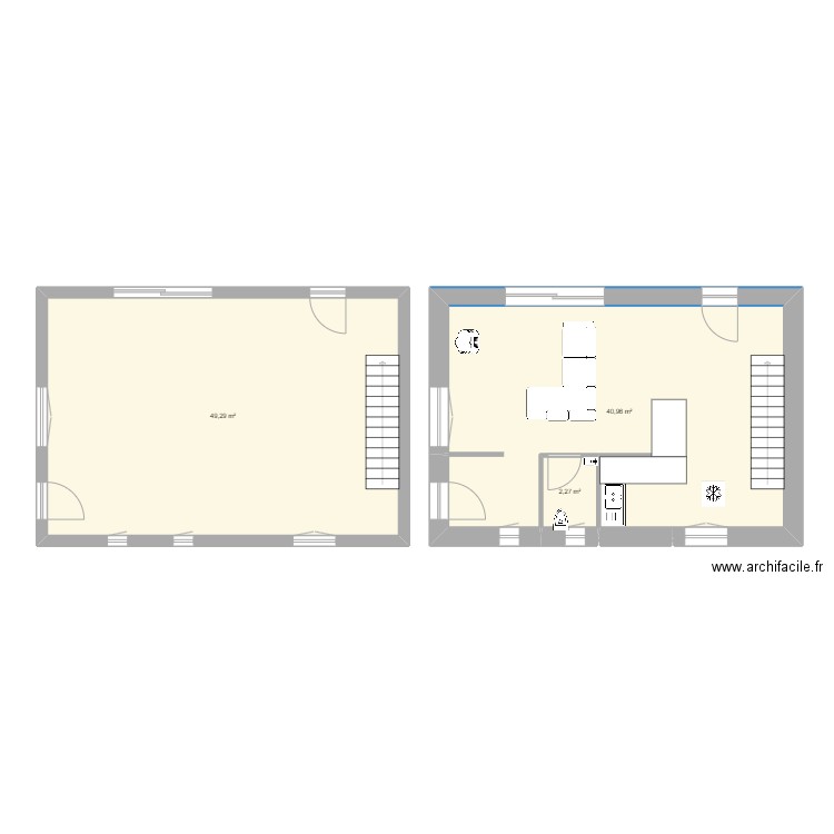 Coublanc RDC. Plan de 3 pièces et 93 m2