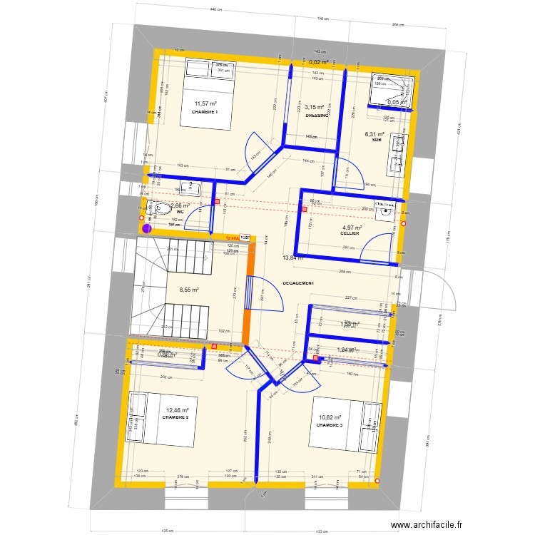 THUONG R+1 révision 7. Plan de 14 pièces et 78 m2