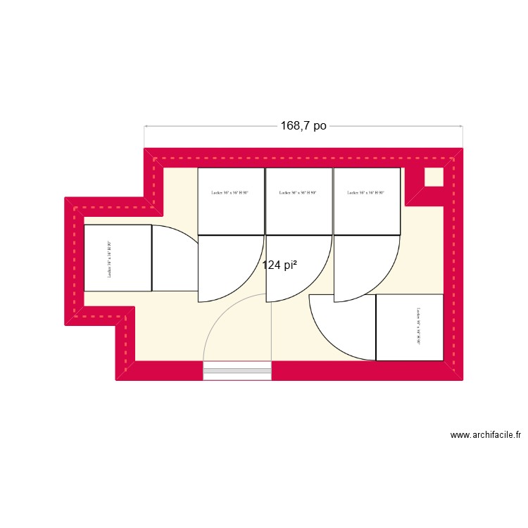 Lockers room. Plan de 1 pièce et 11 m2