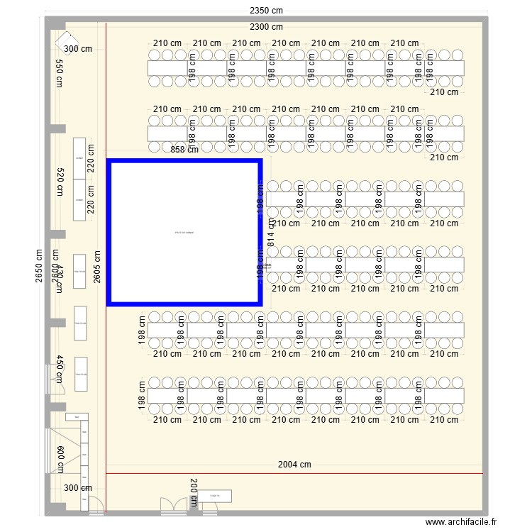  salle basket souper. Plan de 1 pièce et 598 m2