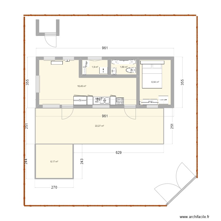 kiki2. Plan de 6 pièces et 56 m2