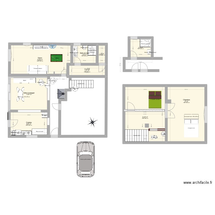 Ménestrel. Plan de 9 pièces et 108 m2