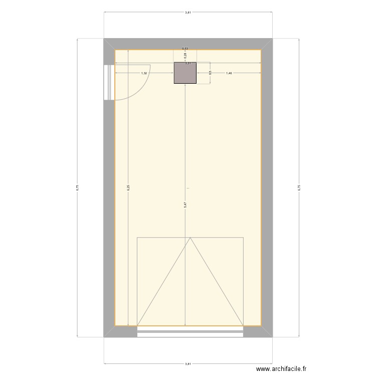 Julien Trémie existante. Plan de 1 pièce et 21 m2