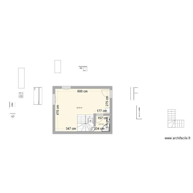 plan1. Plan de 2 pièces et 27 m2